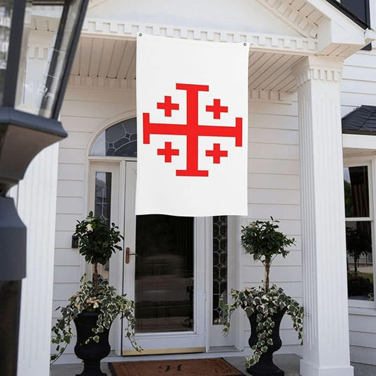 Jerusalem Cross Flag – 3x5 Ft Crusader Flag Knights Templar Banner with Brass Grommets – Vivid Color Double Stitched Durable Polyester Bandera de Decor Indoor Outdoor