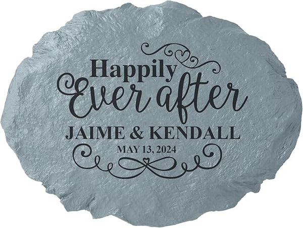 Let's Make Memories Personalized Just Married Garden Stone - for Newlyweds - Customize with Names & Date - Outdoor Décor