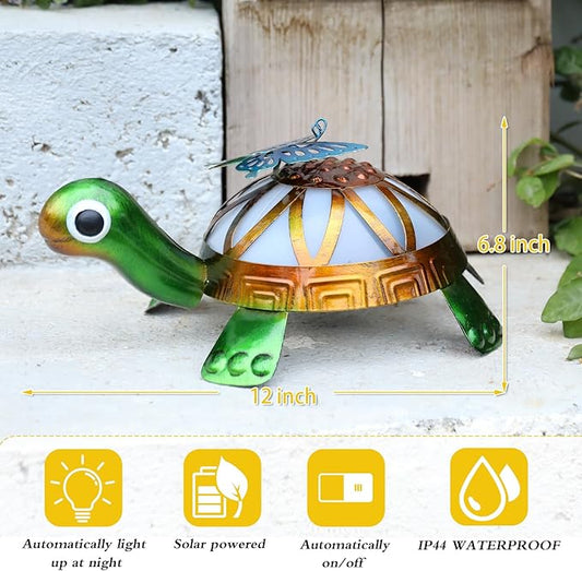 MUMTOP Solar Outdoor Lights Garden Decor, Color Changing Turtle Waterproof Solar Powered LED Light Metal Turtles Butterfly Yard Art Ornament for Patio Outside Lawn Backyard Balcony Decorations