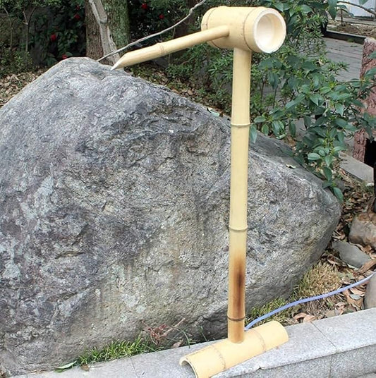 Handmade Bamboo Fountain Water Feature, Indoor/Outdoor Pond Decor with Pump, Garden Decoration