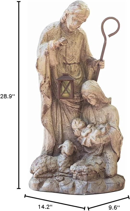 Holy Family Garden Statue Outdoor Sculpture H29inch Patio Yard Decorative Figurine Indoor Entryway Hallway Decoration