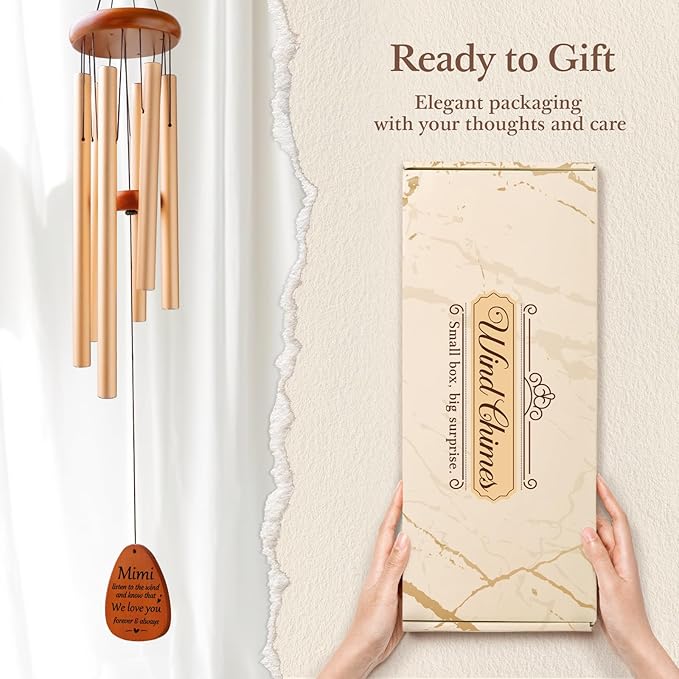 Aurahouse Mimi Gifts Wind Chimes 36'', Mimi Birthday Gifts, Gift for Mimi, Mimi Gift Ideas from Grandkids for Thanksgiving, Christmas, Valentines Day, Mothers Day
