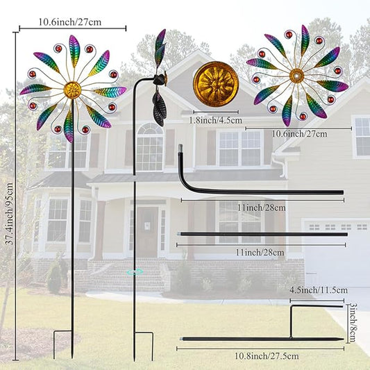 Metal Wind Spinners Outdoor,Wind Spinners for Yard and Garden Kinetic Windmill Waterproof Wind Sculptures & Spinners for Patio Lawn Decor