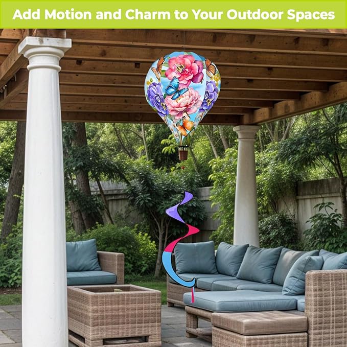 Briarwood Lane Butterflies and Peonies Hot Air Balloon Spinner