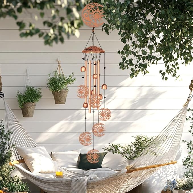 Sun and Moon Wind Chimes for Outside Garden Wind Chime Wind Bells Outdoor Memorial Gifts Sympathy Gifts for Women Men Metal Windchimes for Outdoors, Indoors, Patio, Garden, Yard, Home Decor