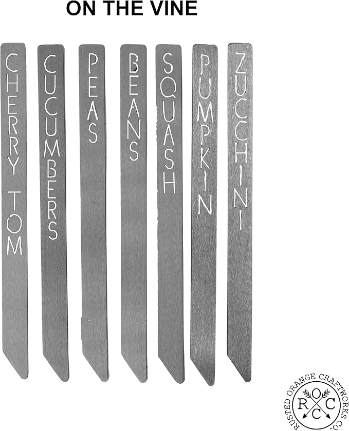 Customizable Metal Garden Markers - Personalized Plant Labels, Herb & Vegetable Stakes, Outdoor Garden Signs, 80+ Varieties for Easy Plant ID (4 pack - 12 inches long)