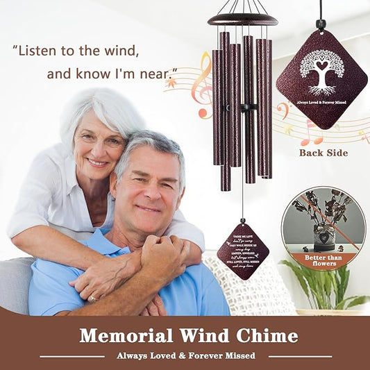 Sympathy Gifts for Loss of Loved One, 32" Memorial Wind Chimes, Thoughtful Bereavement Gifts/Sympathy Gift/Condolences Gift Basket for Loss of Dad Mom Miscarriage (Bronze)