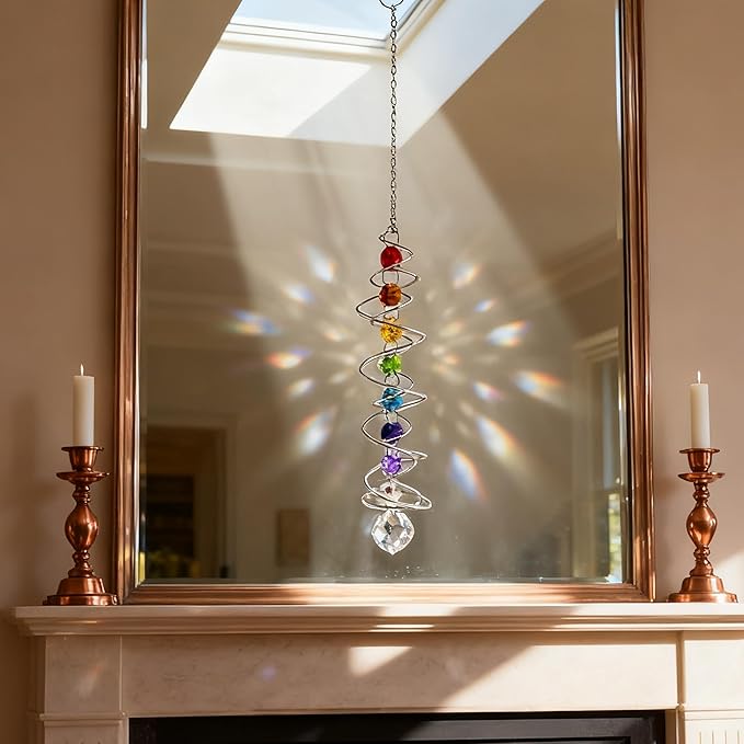 Garden Decor Crystal Suncatcher Wind Spinners Outdoor with Gazing Ball Sun Catchers Indoor Window Hanging Decor Yard Outdoor Home Ornaments Birthday for Women Men Rainbow Maker