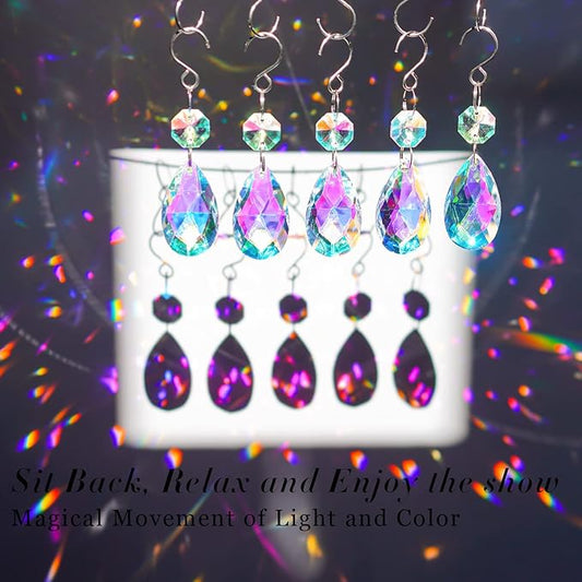 20Pcs Chandelier Crystals Suncatcher,38mm Colorful Teardrop Crystal Chandelier Pendants Parts Beads,Hanging Crystals for Chandeliers