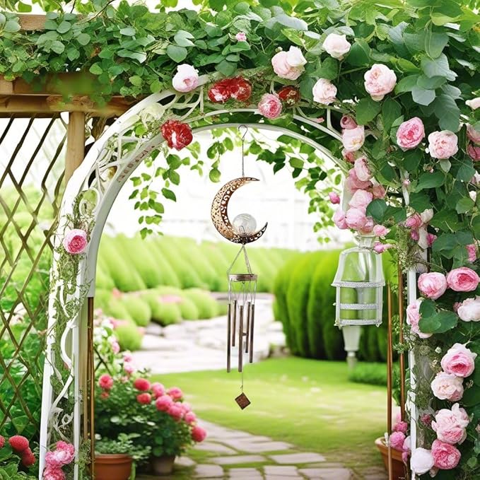 Sun Wind Chimes, Metal Wind Chimes, Waterproof Anti-Corrosion, Solar Wind Chime, Wind Chime for Outside/Window/Door/Garden/Outdoors, Gifts for Girl/mom/Friend. (Moon)
