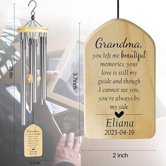 Memorial Wind Chimes, Wind Chimes in Memory of Grandma, Meaningful Bereavement/Memorial/Condolence/Funeral/Sympathy Gifts for Loss of Grandma, Personalized Sympathy Wind Chime
