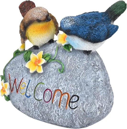 Bird Garden Decor Animal Garden Figurines Welcome Sign Sculptures Statues for Yard Patio Lawn