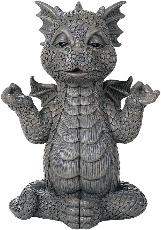Pacific Giftware Garden Dragon Meditation Inner Peace Yoga Decorative Garden Accent Sculpture Stone Finish 10 Inch Tall