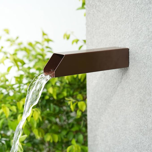 2 Inch 316 Stainless Steel Square Outdoor Water Fountain Spout, Waterfall Spillway Scupper with Integrated Spray Baffle for Landscape Decors, Pools, Ponds, Water Walls (Brown)