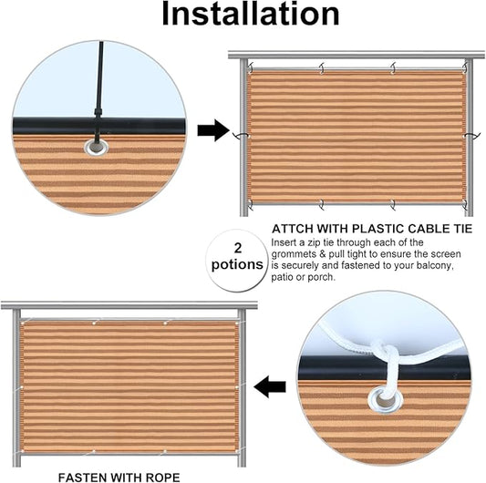 Eden's Decor Balcony Privacy Screen Brown/Khaki 4'x 21' Cover Mesh Windscreen Weather-Resistant UV Protection for Backyard Deck, Patio, Balcony, Pool, Porch, Fence, Railing, Gardening