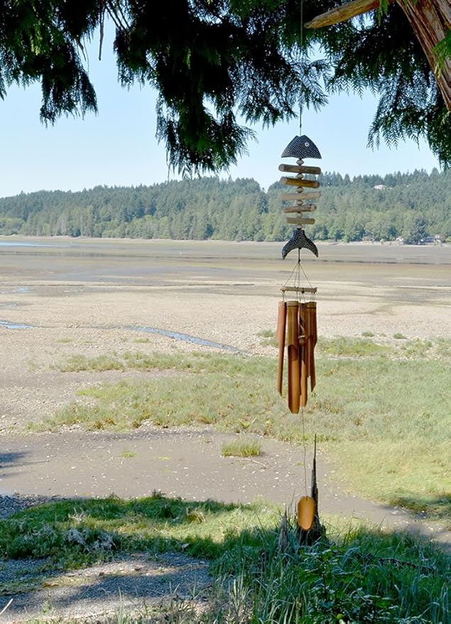 Cohasset 109S Bone Fish with Dots Bamboo Wind Chime
