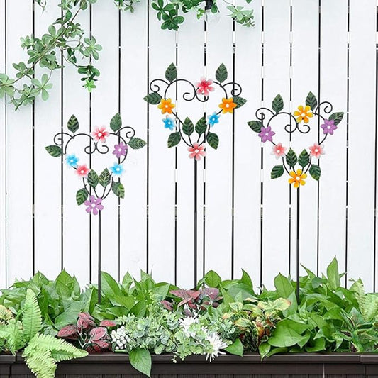 Metal Flowers Decorative Garden Stakes, 22.1 ''H Heart Shape Metal Flowers for Outside Yard Art Garden Stakes,Spring Outdoor Decor Housewarming Present for Women Mom Grandma