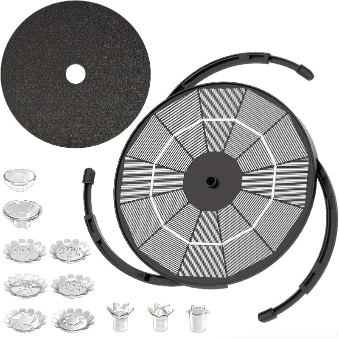 HEERTTOGO 1Pc of 3.5W Solar Fountain, Solar Fountain Pump with 12 nozzles, Solar Bird Bath Fountain for Bird Bath, Garden Decoration, Ponds, Fish Tanks, and Aquariums