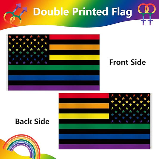 Pride Flag 3x5 Ft Double Sided LGBTQ Rainbow Decorations for Indoor Outdoor Hanging - Gay Love Party Supplies With Brass Grommets for Garden, Lawn, Yard, Parade Decor