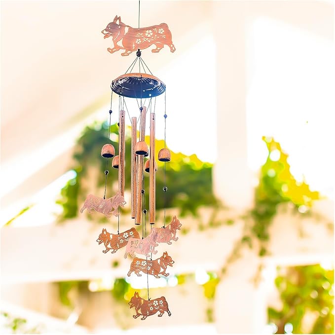 Corgi Dog Wind Chimes Outdoor Dog Gifts for Women Men Mom Gardening Birthday Gifts Metal Memorial WindChimes for Outside/Indoors, Lawn, Patio, Yard Art, Garden Decor, Yard Decorations