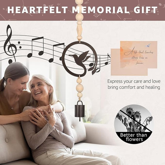 Hummingbird Wind Chimes for Loss of Loved One, Unique Memorial Windchime Sympathy Bereavement Bell Ornament Gift for Lost Mother Father Friends Women, Boho Home Decor for Window Porch