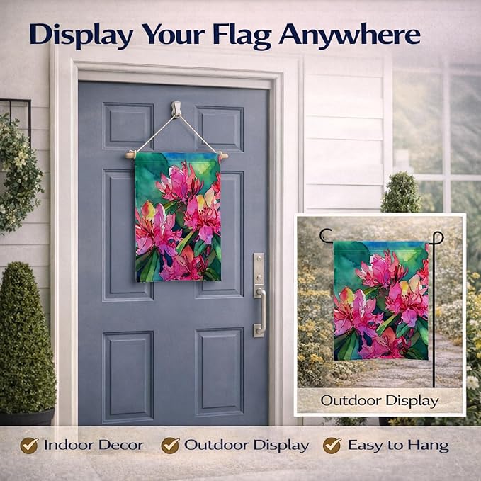Caroline's Treasures West Virginia Rhododendrons in Watercolor Garden Flag Mailbox Flag Decorative Yard Flag Banner Outside Patio Artwork Yard Flower Beds, Garden Size, Multicolor