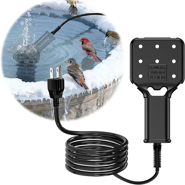 120V 250W Pond De-Icer and Chicken Water Heater for Livestock Tank Heater, Featuring Power-Off Protection, Overheating Protection, GFCI Plug & 9.2FT UL Approved Cord