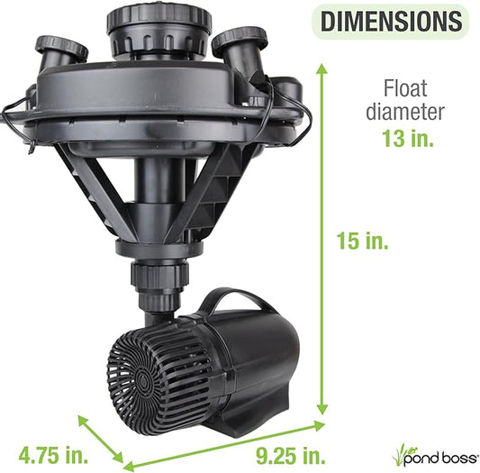 Pond Boss DFTN12003L Floating Fountain With Lights, 50 Foot Power Cord, 1/4 hp