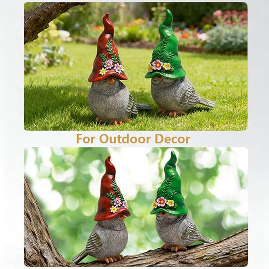 2Pcs Bird Statues Cute Bird Sculptures Garden Decor Bird Figurines Home Decor Decorative Bird Ornaments for Indoor Outdoor Patio Lawn Yard Tabletop Bookshelf Decor
