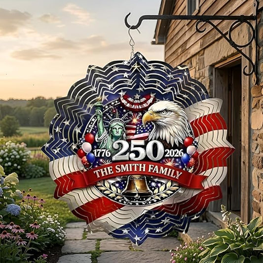 Patriotic Eagle USA 250th Anniversary Wind Spinner, 1776-2026 Metal Outdoor Decor, Liberty Bell & Betsy Ross Design, Independence Day Gift, 8-inch Spinner 4