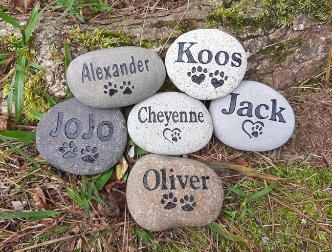 EBONY Personalized Pet Memorial Garden Stones for Dog or Cat Headstone Custom Pet Memorial Stone Customize with Name and Date Message Gift for Loss of Dog & Cat Lover (Standard)