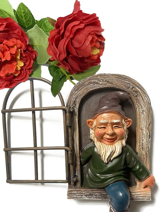 Tirifer Garden Gnomes Elf Out The Door Tree Hugger, Decor Outdoor 3D Dwarves Outdoor Tree Sculpture Gnome Tree Decor Garden Peeker Figurine Yard Art Garden Decoration