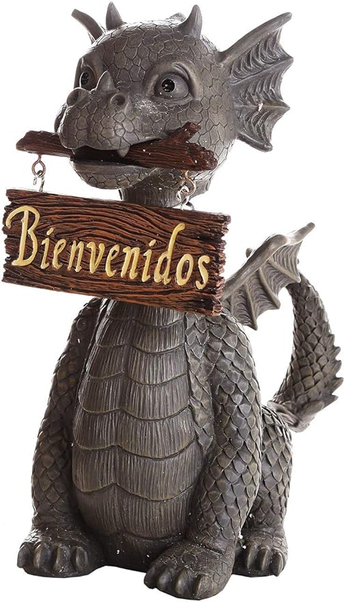 Pacific Giftware Garden Dragon Welcome Dragon Garden Display Decorative Accent Sculpture Stone Finish 10 Inch Tall