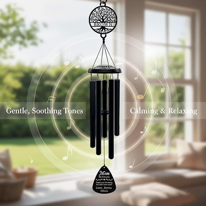 Personalized Mom Wind Chimes Birthday Gifts for Mom Valentines Day Gift for Mom from Daughter Son Outdoor Hanging Decoration