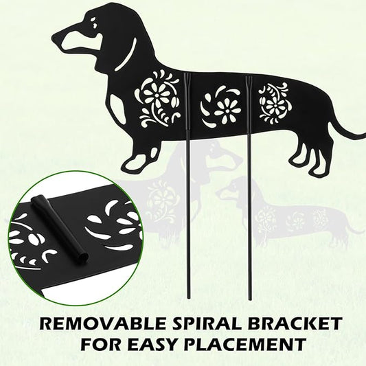FoldTier 2 Pack Metal Dog Garden Decor for Outside Dachshund Garden Stakes Black Silhouette Decorative Stakes Decorations Dachshund Gifts Dog Lovers Yard Patio Lawn Outdoor Decor