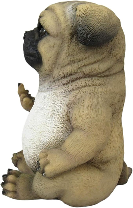 Pug Life Cheeky Middle Finger-Flipping Pug Dog Hand Painted Resin Statue - Adorable 6.75-Inch Decorative Figurine for Your Home, Office, and Garden Display