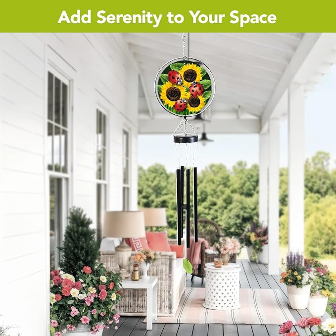 Briarwood Lane Ladybugs and Sunflowers Illuminated Wind Chime