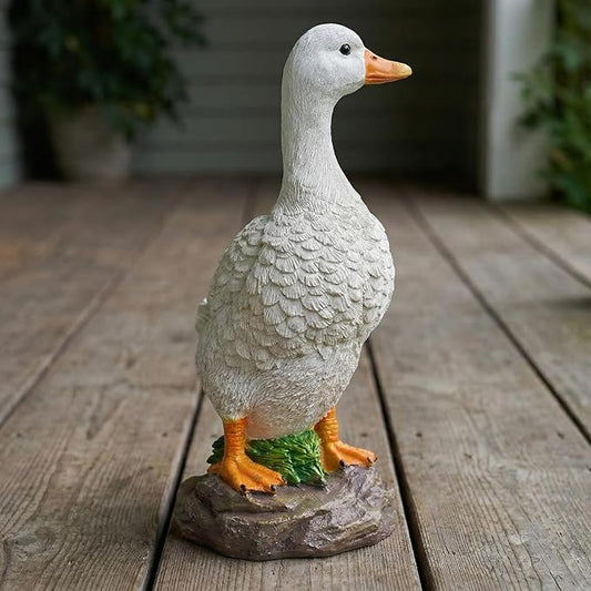 Funny Duck Outdoor Statue, Resin Garden Lawn Yard Decor, Figurine Sculpture Ornament for Porch Patio Flower Bed Home Bookshelf, 11.6" H × 5.5" L × 5.5" W