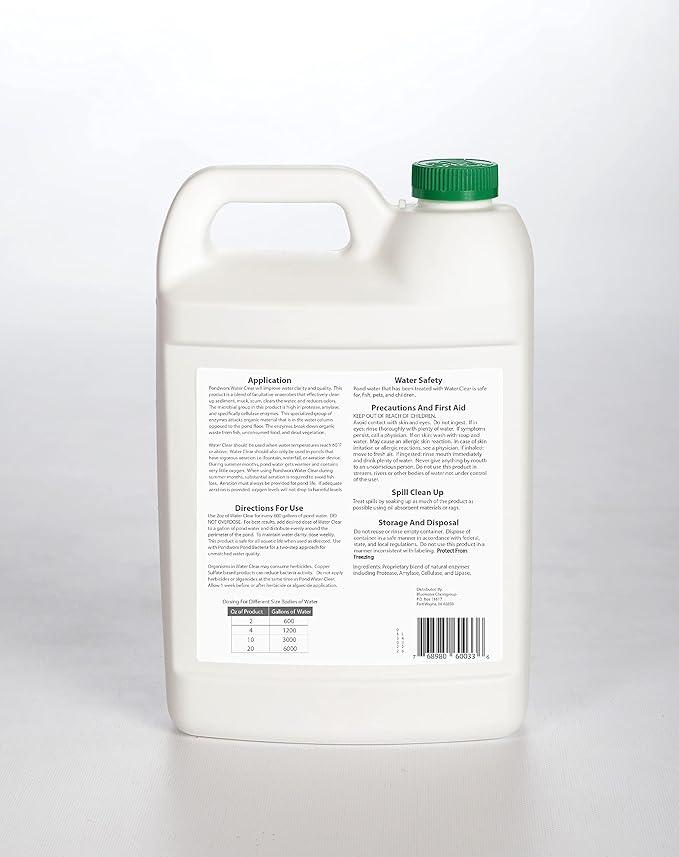 Pondworx Water Clear - Concentrated Formulation Improves Water Clarity and Quality, Helps Clear Cloudy Water, Safe for Fish, Pets, and Plant - 1 Gallon