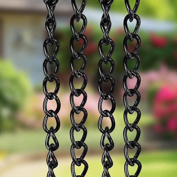 Rain Chain,8.2FT Black Powder Coated Rain Catcher,Rain Chains for Gutters
