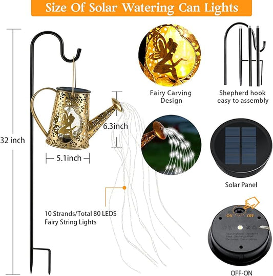 Solar Watering Can Lights, Fairy Gifts for Mothers Day Women Mom Grandma Birthday, Waterproof Outdoor Garden Decor Large Hanging Solar Lantern Fairy Lights for Patio Porch Flowerbed Pathway (White)
