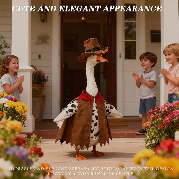 Independence Day Style Cute Outfit for 23-Inch Cement Goose – Outdoor Garden Yard Porch Decor