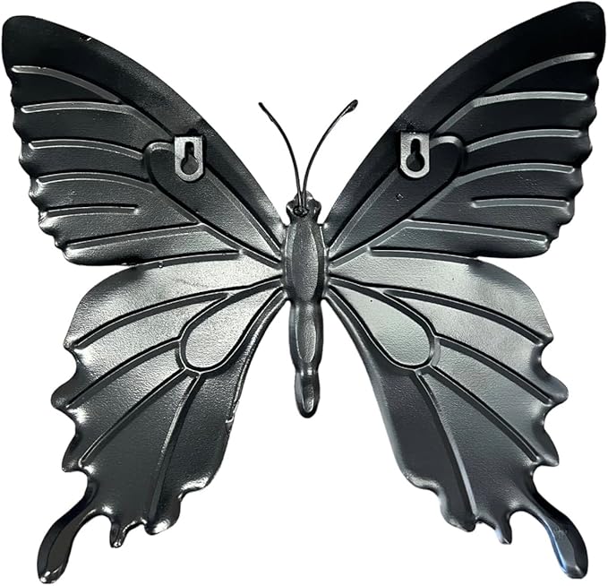 Butterfly Metal Garden Wall Decor 14 in x 12 in, Butterfly Garden Statue - Outdoor Wall Decor for Home, Office, Yard, Patio, Deck, Lawn, Swimming Pool (Blue)