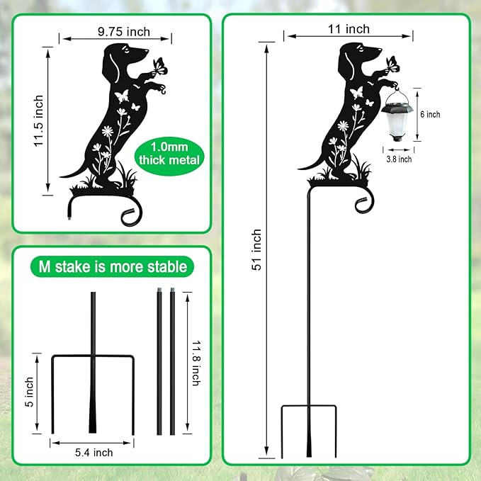 Dachshund Solar Lights Garden Stake,Dachshund Gifts Outside Decorations for Pathway,Yard,Garden Decor,Dog Solar Lights Outdoor