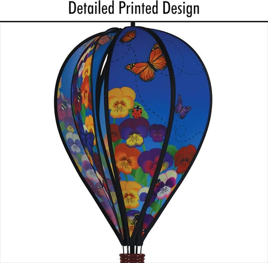 In the Breeze 0988 Spring Pansies Hot Air Balloon Wind Spinner-Outdoor Hanging Decoration