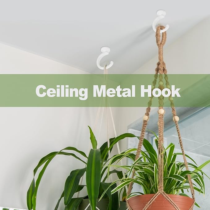 Aidoclip 4pcs Ceiling Hooks for Hanging Plants,Hanging Lights Metal Small Hooks,Indoor Outdoor Wall Heavy Duty Plant Hanger Swag Hook