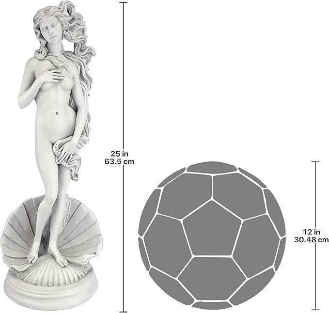 Design Toscano Birth of Venus, Roman Patroness of Love Indoor/Outdoor Garden Statue, 25 inches tall, Cast Stone Resin, Antique Stone Finish