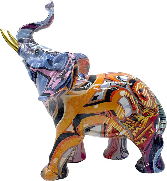 Colorful Elephant Statue Sculpture Frgurine Gift for Home Office Living Room Desktop Decoration Garden Figurines Outdoor Decor Frgurines (Small)