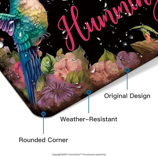 Putuo Decor Inspirational Quotes Vintage Metal Tin Sign, I Just Wanna Sit on My Porch and Watch the Hummingbirds, Aluminum Metal Wall Sign for Home Porch Garden Backyard 7.8x11.8 In