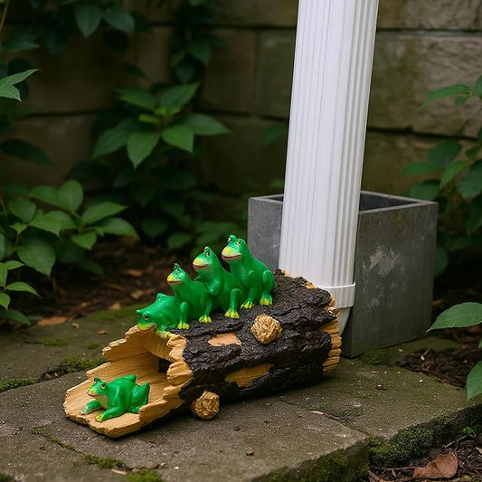 Elenon Cute Frog Decorative Gutter Downspout Extension Statue, Gutter Guardian Rain Downspout Splash Block Outdoor, Garden Rain Downspout Extender for 3" × 4" Downspouts Decor